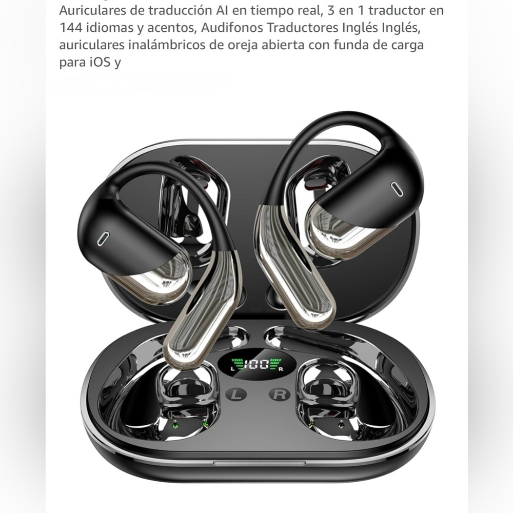 Wireless Earbud Headphones with Charging Case - Black